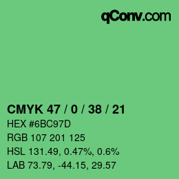 Code couleur: CMYK 47 / 0 / 38 / 21 | qconv.com