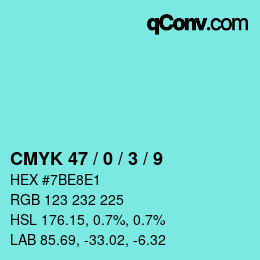 カラーコード: CMYK 47 / 0 / 3 / 9 | qconv.com