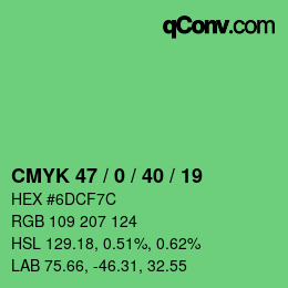 Color code: CMYK 47 / 0 / 40 / 19 | qconv.com