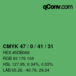 颜色代码: CMYK 47 / 0 / 41 / 31 | qconv.com