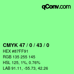 Code couleur: CMYK 47 / 0 / 43 / 0 | qconv.com