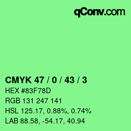 Color code: CMYK 47 / 0 / 43 / 3 | qconv.com
