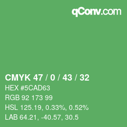 Color code: CMYK 47 / 0 / 43 / 32 | qconv.com