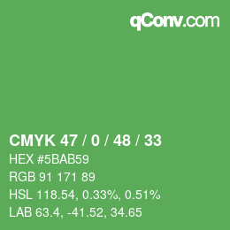Color code: CMYK 47 / 0 / 48 / 33 | qconv.com