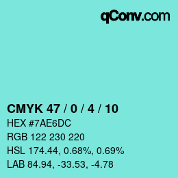 Color code: CMYK 47 / 0 / 4 / 10 | qconv.com