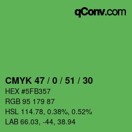 颜色代码: CMYK 47 / 0 / 51 / 30 | qconv.com