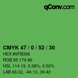 Farbcode: CMYK 47 / 0 / 52 / 30 | qconv.com