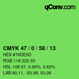 Código de color: CMYK 47 / 0 / 58 / 13 | qconv.com