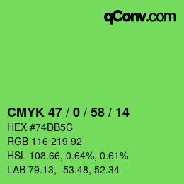 Color code: CMYK 47 / 0 / 58 / 14 | qconv.com