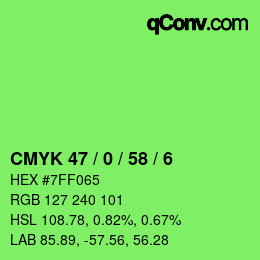 カラーコード: CMYK 47 / 0 / 58 / 6 | qconv.com
