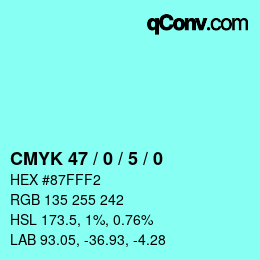 Color code: CMYK 47 / 0 / 5 / 0 | qconv.com