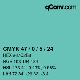 Color code: CMYK 47 / 0 / 5 / 24 | qconv.com
