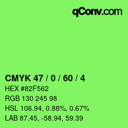 颜色代码: CMYK 47 / 0 / 60 / 4 | qconv.com