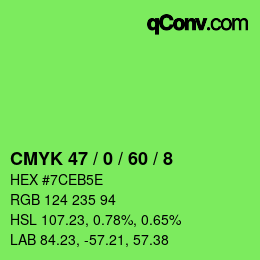 Color code: CMYK 47 / 0 / 60 / 8 | qconv.com