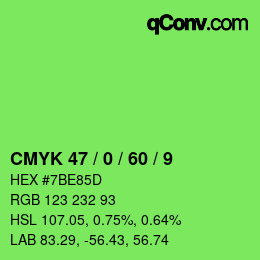 颜色代码: CMYK 47 / 0 / 60 / 9 | qconv.com