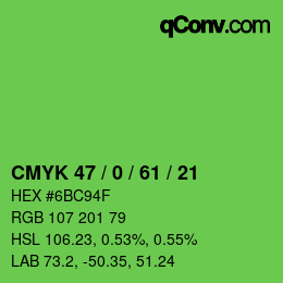 Color code: CMYK 47 / 0 / 61 / 21 | qconv.com