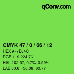 颜色代码: CMYK 47 / 0 / 66 / 12 | qconv.com