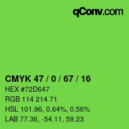 Color code: CMYK 47 / 0 / 67 / 16 | qconv.com