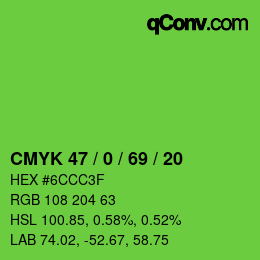 Color code: CMYK 47 / 0 / 69 / 20 | qconv.com