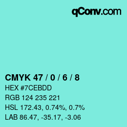 カラーコード: CMYK 47 / 0 / 6 / 8 | qconv.com