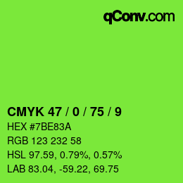 Farbcode: CMYK 47 / 0 / 75 / 9 | qconv.com