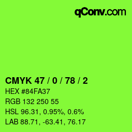 Color code: CMYK 47 / 0 / 78 / 2 | qconv.com