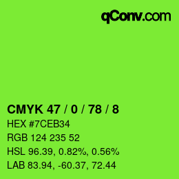 Color code: CMYK 47 / 0 / 78 / 8 | qconv.com
