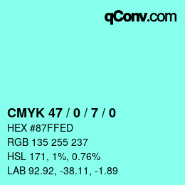 Color code: CMYK 47 / 0 / 7 / 0 | qconv.com