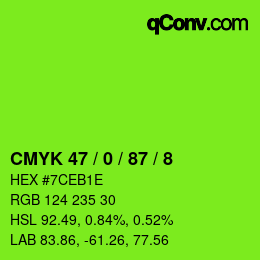 カラーコード: CMYK 47 / 0 / 87 / 8 | qconv.com