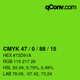 Color code: CMYK 47 / 0 / 88 / 15 | qconv.com