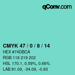 Color code: CMYK 47 / 0 / 8 / 14 | qconv.com