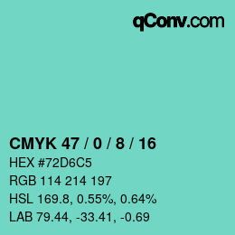 Color code: CMYK 47 / 0 / 8 / 16 | qconv.com