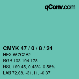 カラーコード: CMYK 47 / 0 / 8 / 24 | qconv.com