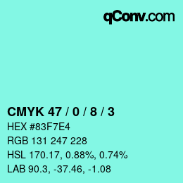 Color code: CMYK 47 / 0 / 8 / 3 | qconv.com