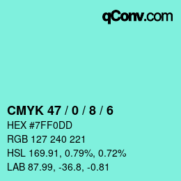 Color code: CMYK 47 / 0 / 8 / 6 | qconv.com