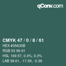 Color code: CMYK 47 / 0 / 8 / 61 | qconv.com