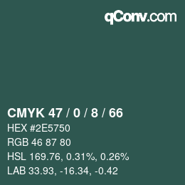 颜色代码: CMYK 47 / 0 / 8 / 66 | qconv.com