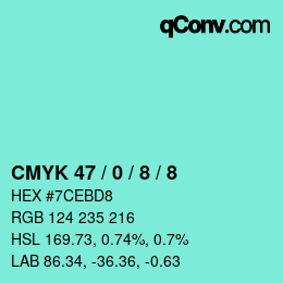 Color code: CMYK 47 / 0 / 8 / 8 | qconv.com