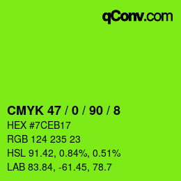 Color code: CMYK 47 / 0 / 90 / 8 | qconv.com