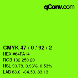 Color code: CMYK 47 / 0 / 92 / 2 | qconv.com