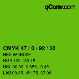 Color code: CMYK 47 / 0 / 92 / 26 | qconv.com