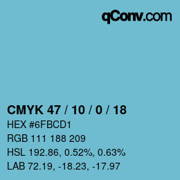 Color code: CMYK 47 / 10 / 0 / 18 | qconv.com