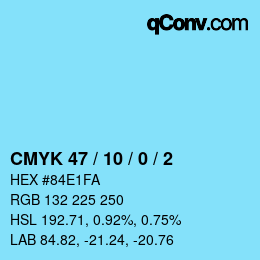 カラーコード: CMYK 47 / 10 / 0 / 2 | qconv.com