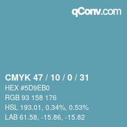 Color code: CMYK 47 / 10 / 0 / 31 | qconv.com