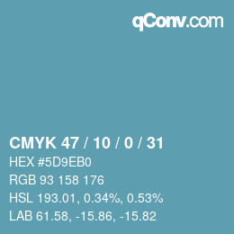 颜色代码: CMYK 47 / 10 / 0 / 31 | qconv.com