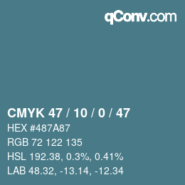 Color code: CMYK 47 / 10 / 0 / 47 | qconv.com