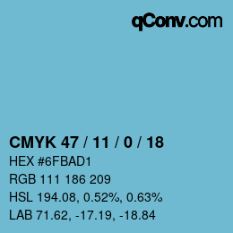 Color code: CMYK 47 / 11 / 0 / 18 | qconv.com