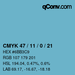 Color code: CMYK 47 / 11 / 0 / 21 | qconv.com