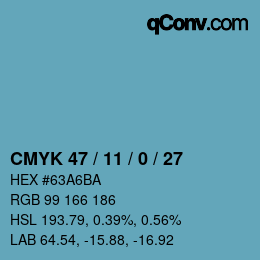 Farbcode: CMYK 47 / 11 / 0 / 27 | qconv.com