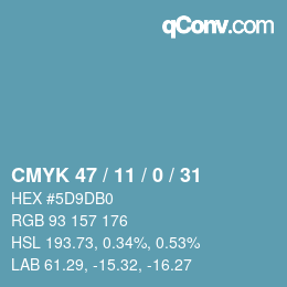 颜色代码: CMYK 47 / 11 / 0 / 31 | qconv.com